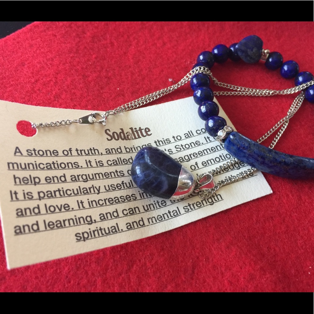 Sodalite stone necklace and bracelet